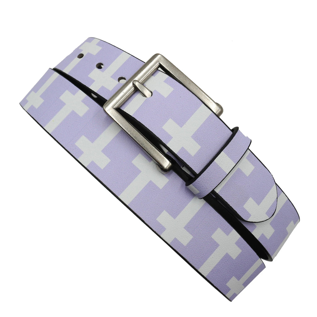 Scene Purple Geometric Cross Pattern PU Belt with Metal Buckle