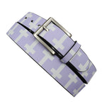 Scene Purple Geometric Cross Pattern PU Belt with Metal Buckle