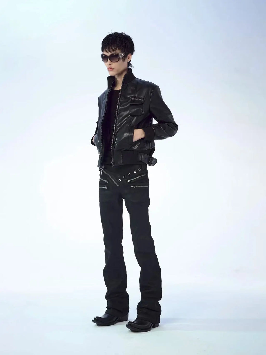Scene Women's Black Punk Jeans with Zipper Details