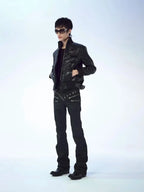 Scene Women's Black Punk Jeans with Zipper Details