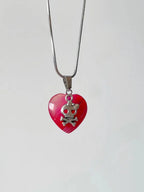 Scene Red Heart Skull Pendant Necklace