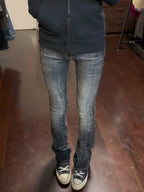 Scene Women's Low-Rise Black-Gray Flared Jeans