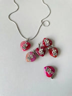 Scene Red Heart Skull Pendant Necklace