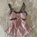 Scene Pink Heart-Print Lace-Trim Camisole Tank Top