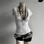 Scene Women's Striped Slim-Fit Short-Sleeve T-Shirt with Square Neckline
