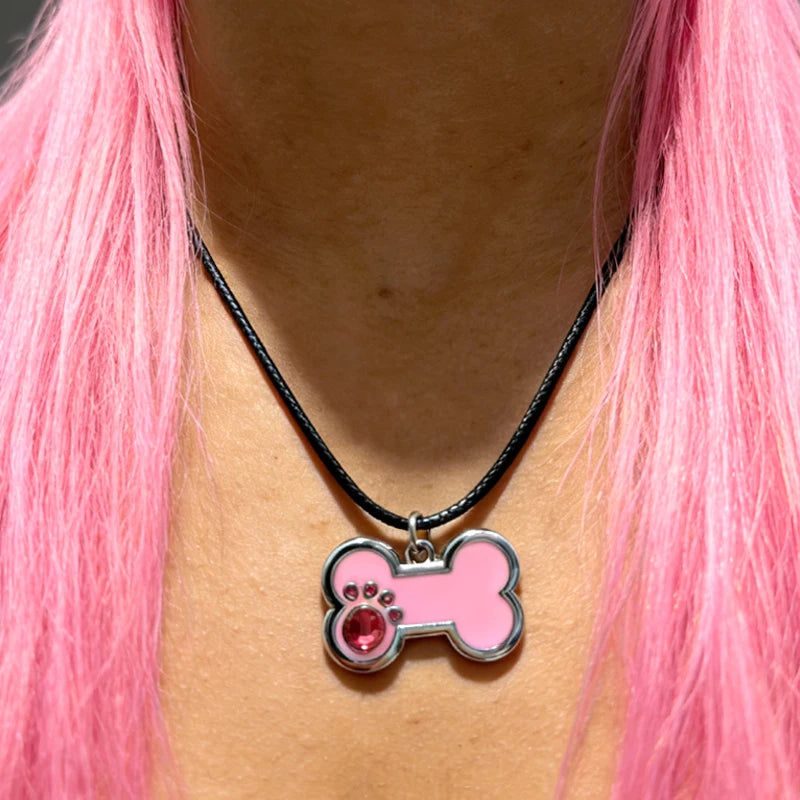 Scene Pink Crystal Bone Pendant Necklace