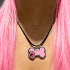 Scene Pink Crystal Bone Pendant Necklace