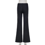 Scene Women’s Black Pinstripe Low-Rise Bootcut Jeans