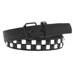 Scene Pyramid Stud PU Belt with Square Rivets – Black with Red, White or Purple Accents