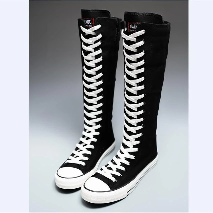 Scene Women's Knee-High Canvas Lace-Up Boots