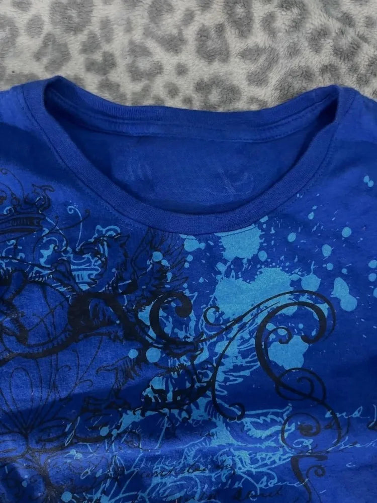 Scene Blue Floral Graphic Short-Sleeve T-Shirt