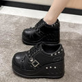 Scene Black Platform Mary Jane Shoes with Buckle and Stud Details