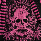 Scene Women's Black and Pink Skull Print Zip-Up Hoodie