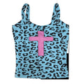 Scene Blue Leopard Print Camisole with Pink Cross