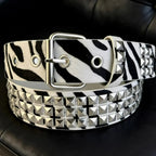 Scene Pink Leopard-Print Pyramid Stud PU Belt