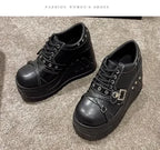 Scene Black Platform Mary Jane Shoes with Buckle and Stud Details