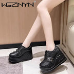 Scene Black Platform Mary Jane Shoes with Buckle and Stud Details
