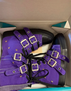 Scene Punk Canvas Ankle Boots with Buckle Straps and Star Details