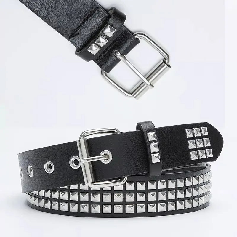 Scene Pink Leopard-Print Pyramid Stud PU Belt