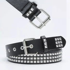 Scene Pink Leopard-Print Pyramid Stud PU Belt