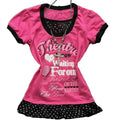 Scene Pink Graphic Short-Sleeve T-Shirt with Polka-Dot Hem