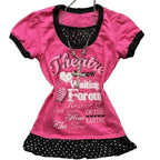 Scene Pink Graphic Short-Sleeve T-Shirt with Polka-Dot Hem