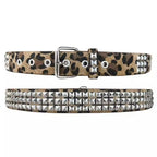Scene Pink Leopard-Print Pyramid Stud PU Belt
