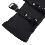 Scene Black Fingerless Gloves with Triple Buckle Straps