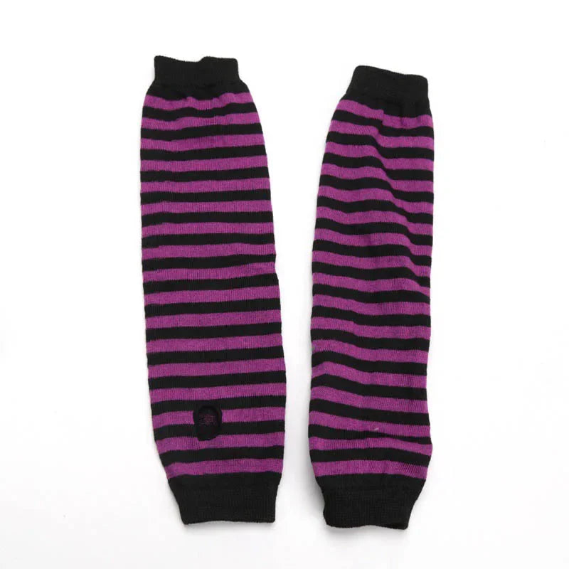 Scene Striped Knit Fingerless Arm Warmers – 32 cm