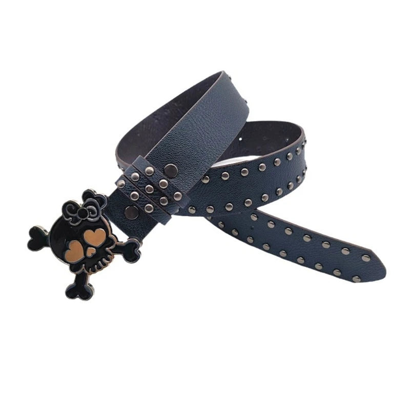 Scene Skull Studded PU Belt with Rivets