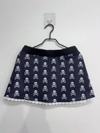 Scene Black Skull Print Mini Skirt with Lace Trim