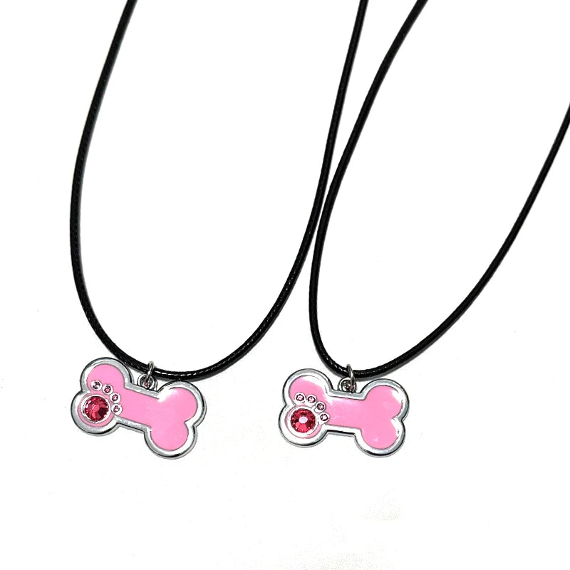 Scene Pink Crystal Bone Pendant Necklace