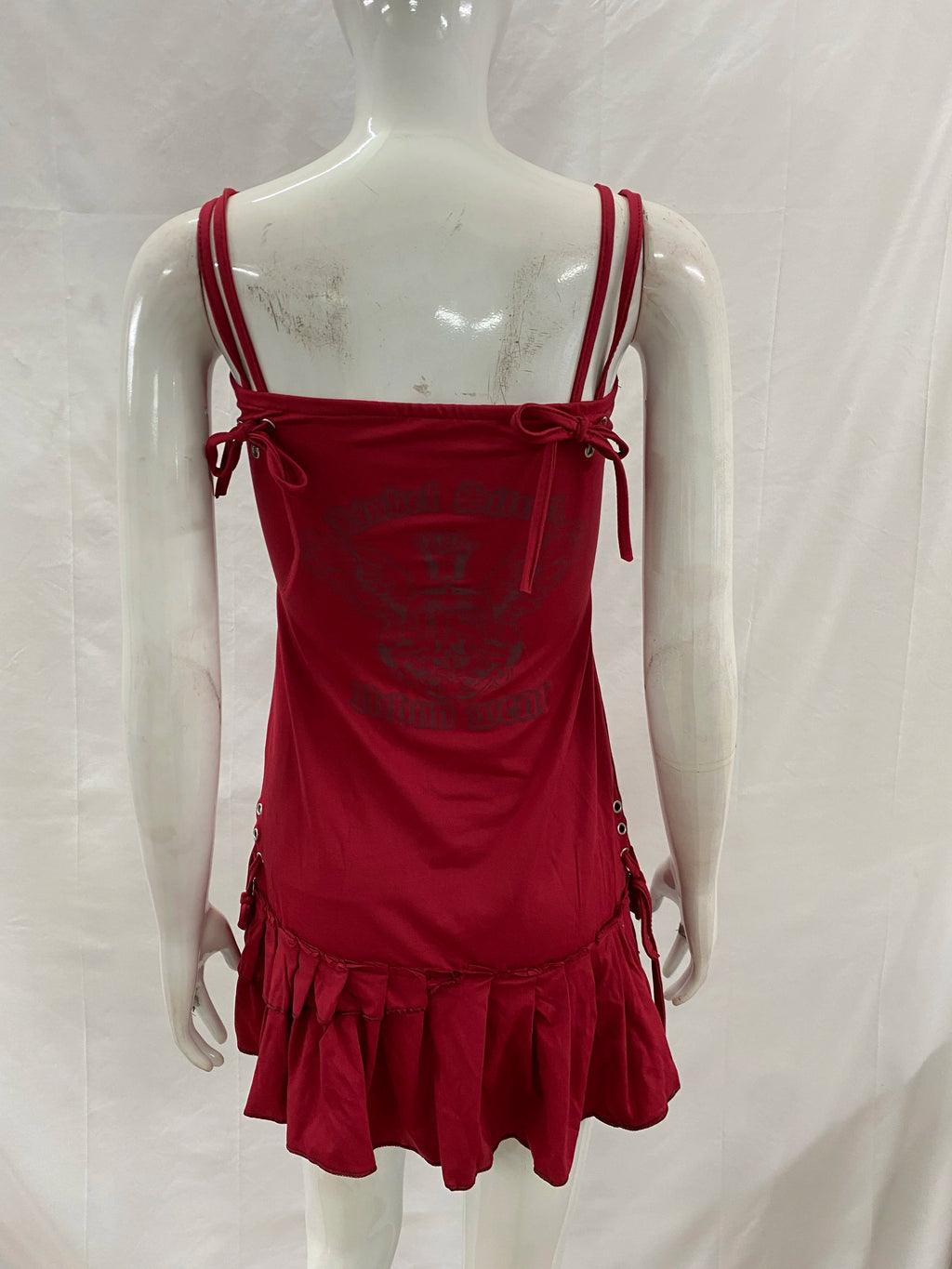 Scene Women's Red Lace-Up Graphic Mini Dress