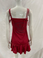 Scene Women's Red Lace-Up Graphic Mini Dress