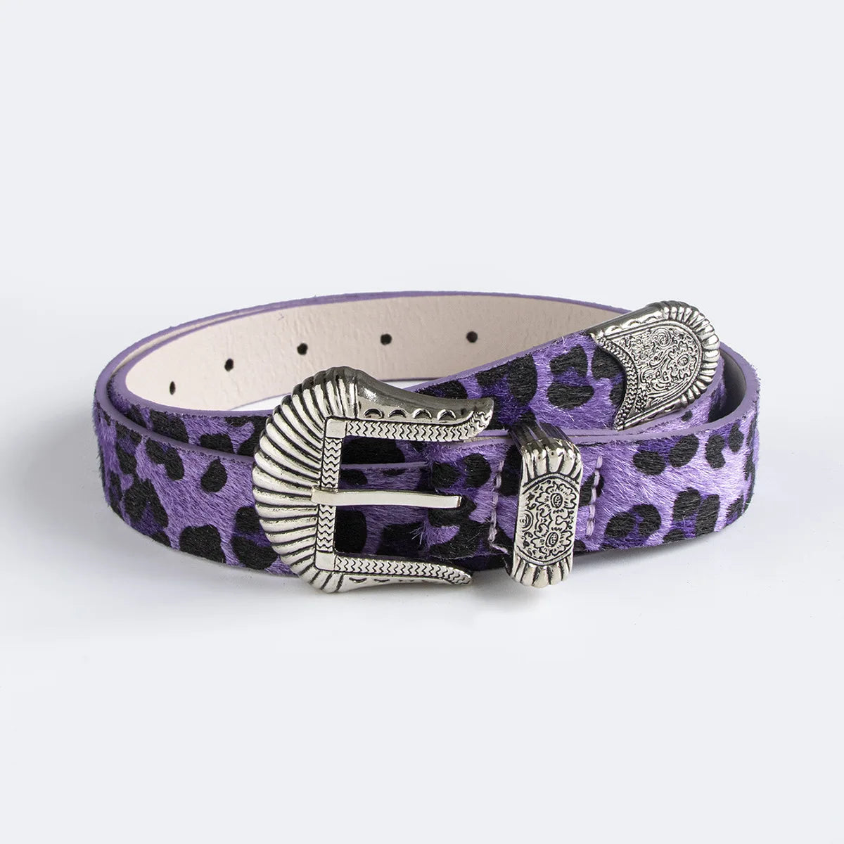 Scene Women's Leopard Print Belt with Ornate Silver-Tone Buckle