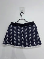 Scene Black Skull Print Mini Skirt with Lace Trim