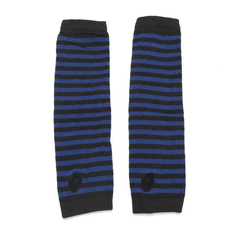 Scene Striped Knit Fingerless Arm Warmers – 32 cm