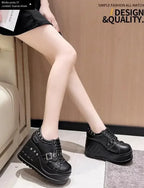 Scene Black Platform Mary Jane Shoes with Buckle and Stud Details