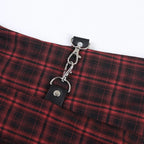 Scene Women's Red Plaid Gothic Mini Dress with Chain Details