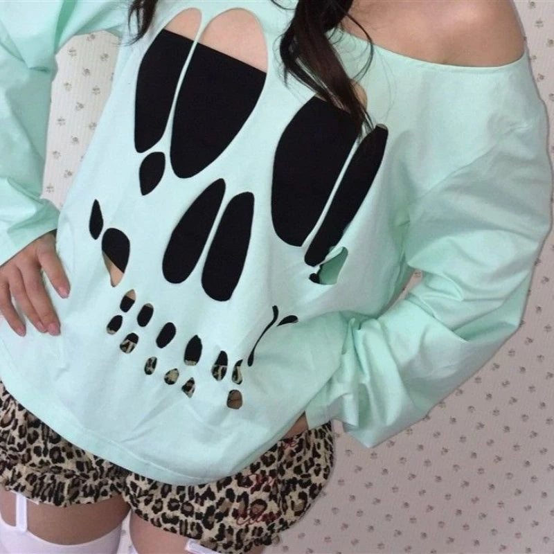 Scene Mint Green Skull Cutout Two-Piece Top Set