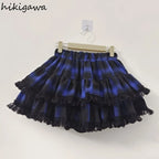 Scene Women's Plaid Lace-Trim Mini Skirt