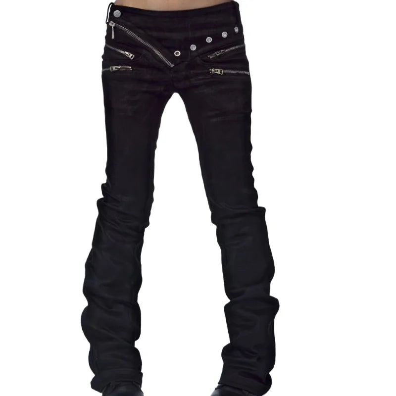 Scene Women's Black Punk Jeans with Zipper Details