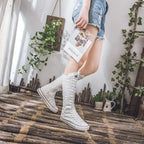 Scene Women's Knee-High Canvas Lace-Up Boots