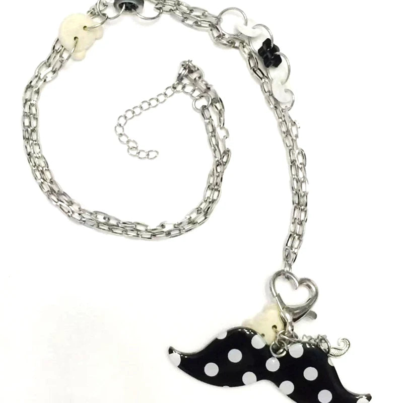 Scene Polka Dot Moustache Pendant Necklace
