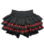 Scene Black Lace-Trimmed Plaid Ruffle Skirt