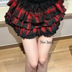 Scene Gothic Y2K Lace-Trimmed Layered Ruffle Mini Skirt