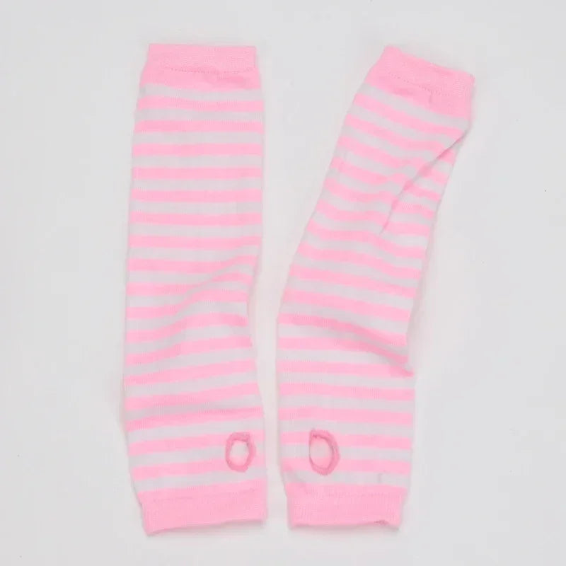 Scene Striped Knit Fingerless Arm Warmers – 32 cm