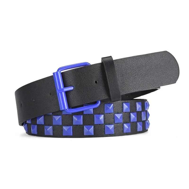Scene Women's 3.8 cm Studded PU Belt with Metal Buckle