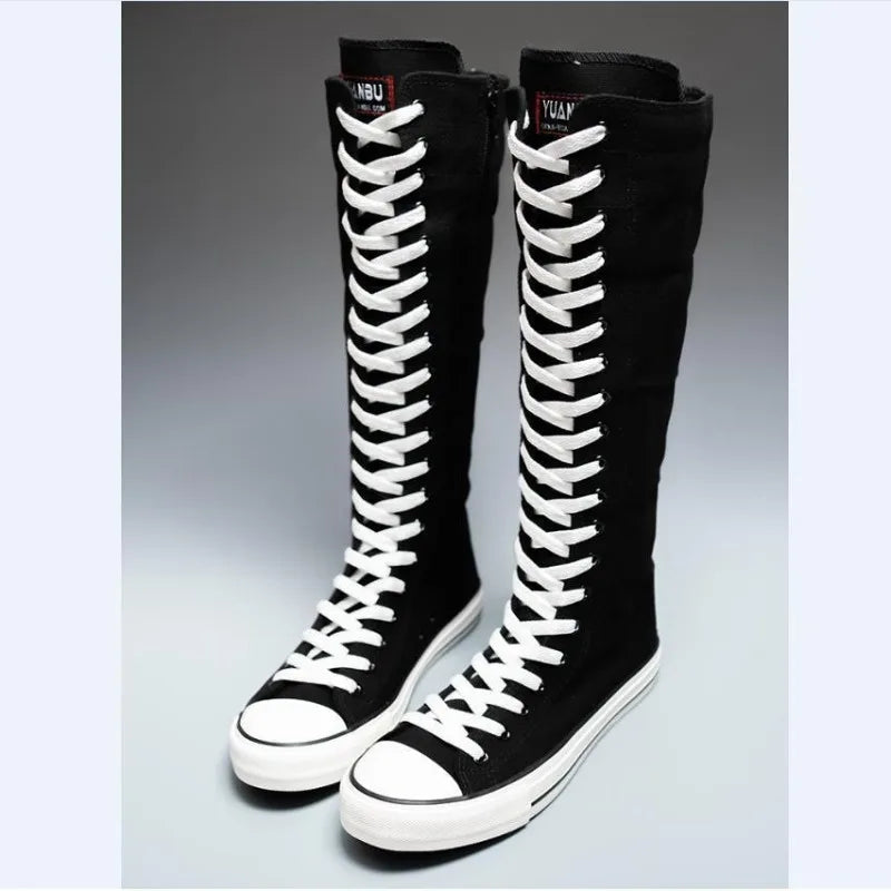 Scene Women's Knee-High Canvas Lace-Up Boots