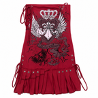 Women's Red Lace-Up Graphic Mini Dress